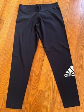 adidas ladies navy Athletic Leggings with Logo Tag